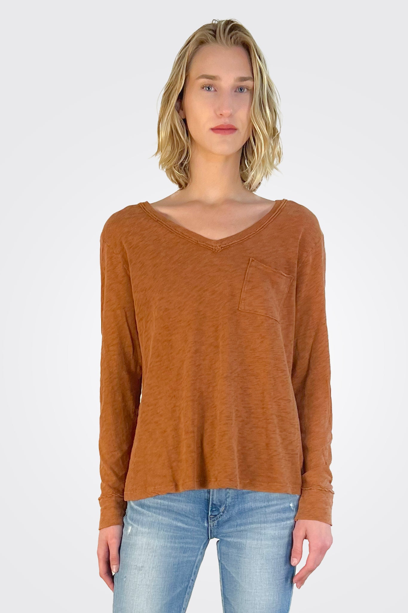 Billie Boyfriend Long Sleeve Tee - Cherry Mahogany by HelloNite | 25 South Boutiques