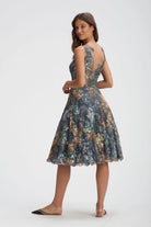Floral Lace Tea Length Dress - Hazel Ash by Olvi's — alternate view