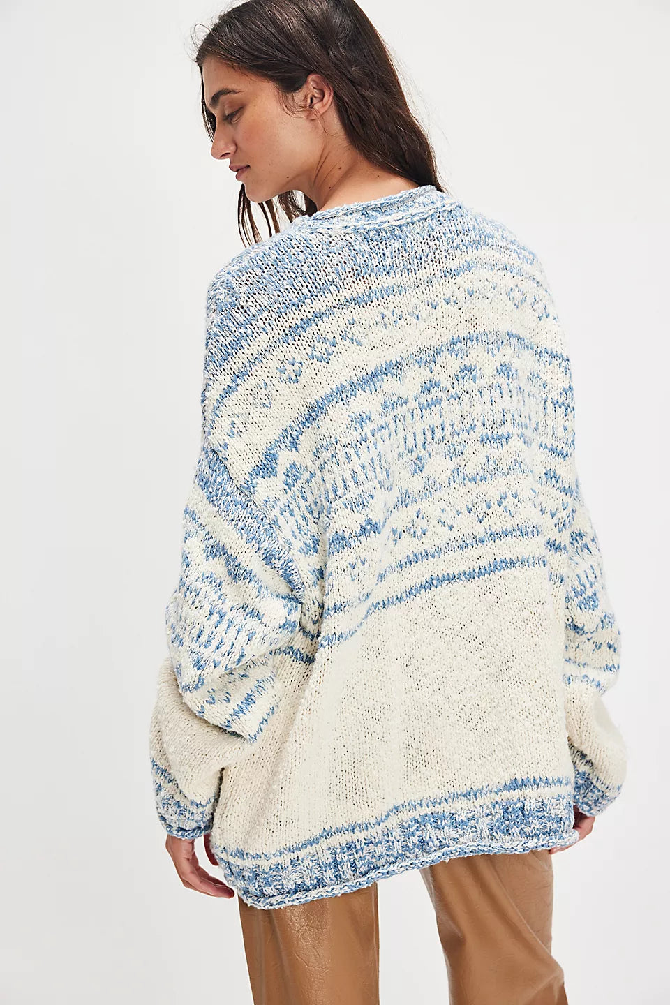 Dani Pattern Sweater - Cloud Combo by Free People — alternate view