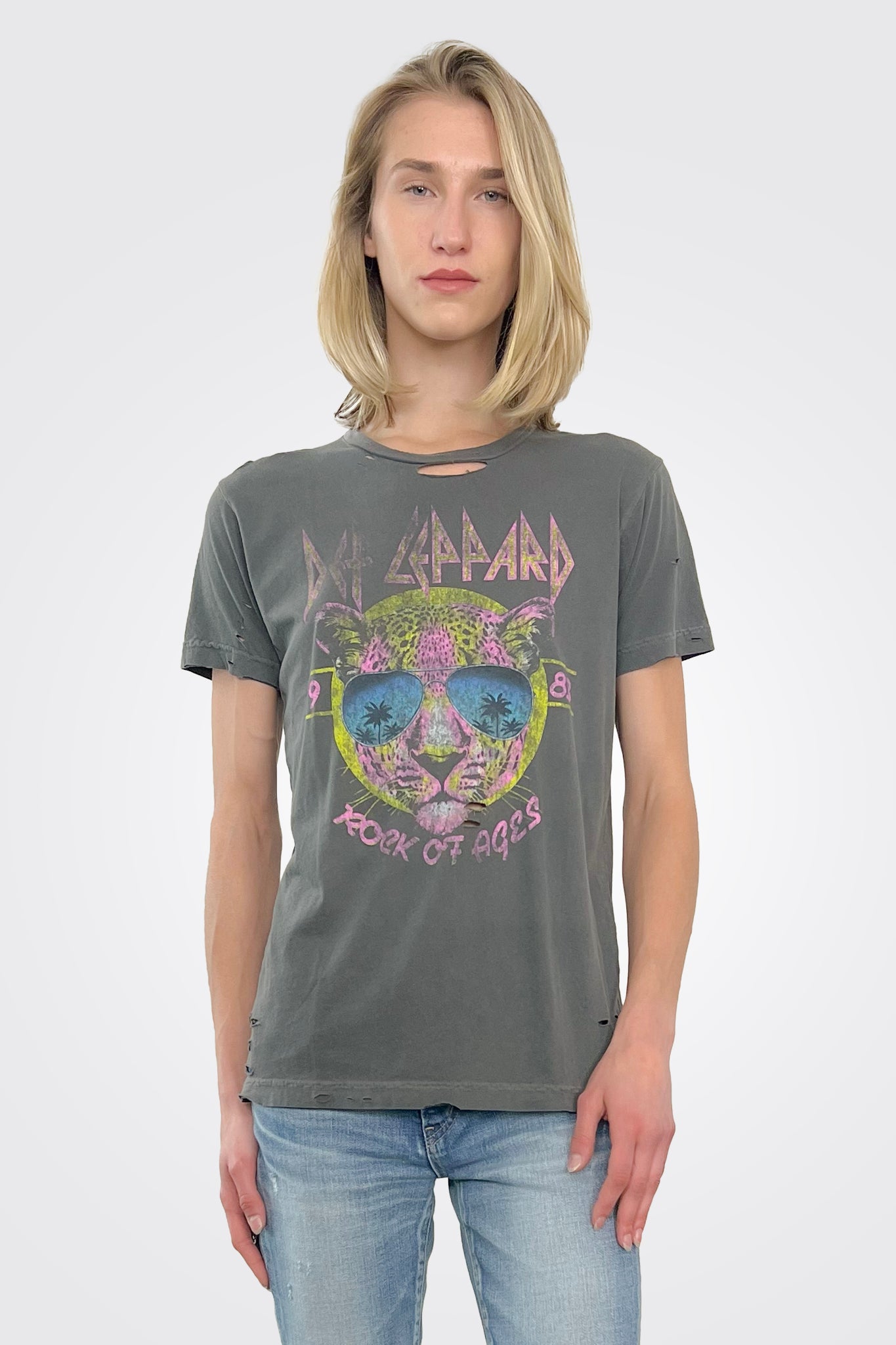 Def Leppard Destroyed Sunglasses Tee - Grey by Dirty Cotton Scoundrels | 25 South Boutiques
