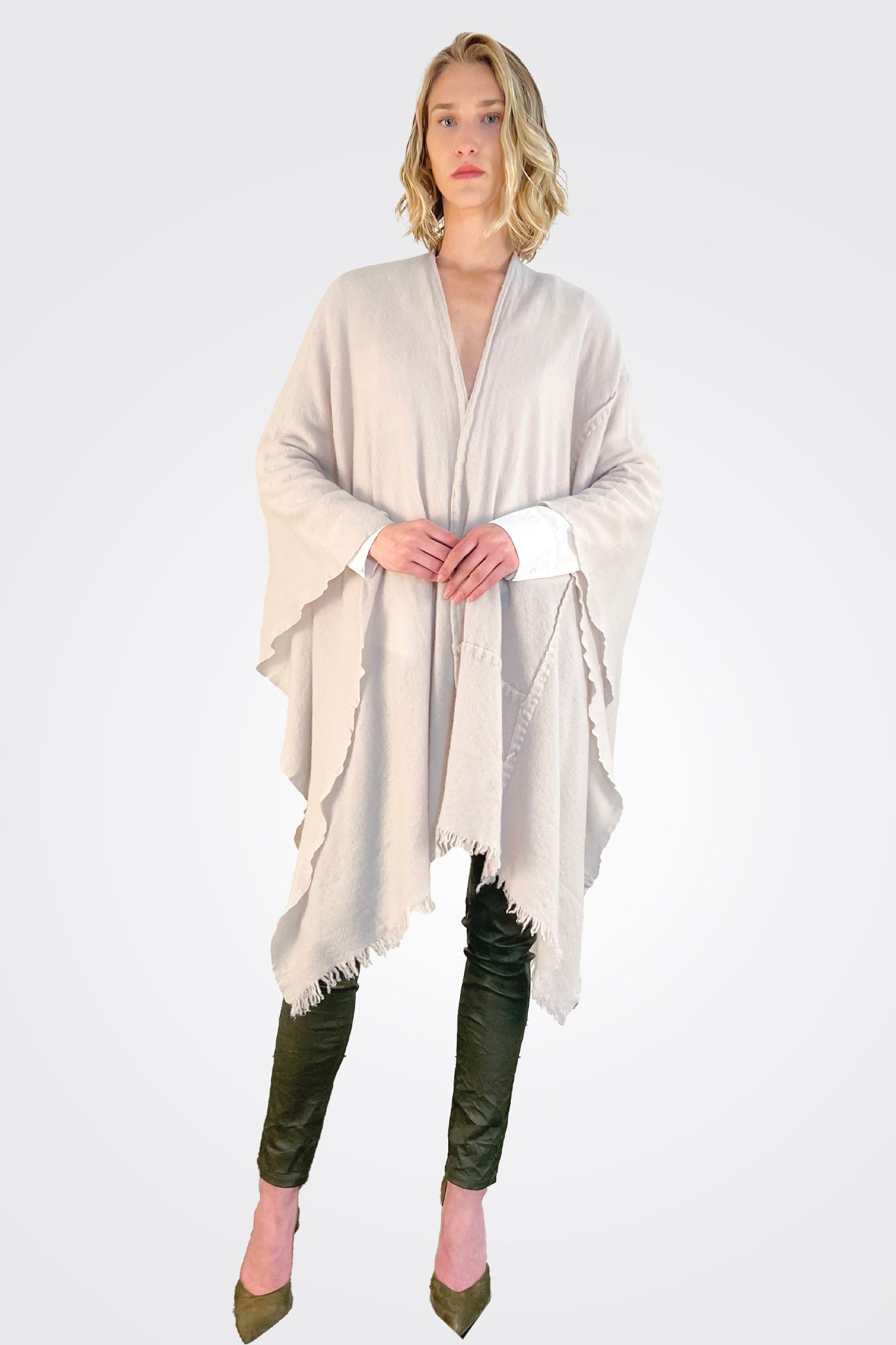 Stitch Detailed Poncho - Desert by Private 0204 — view 3