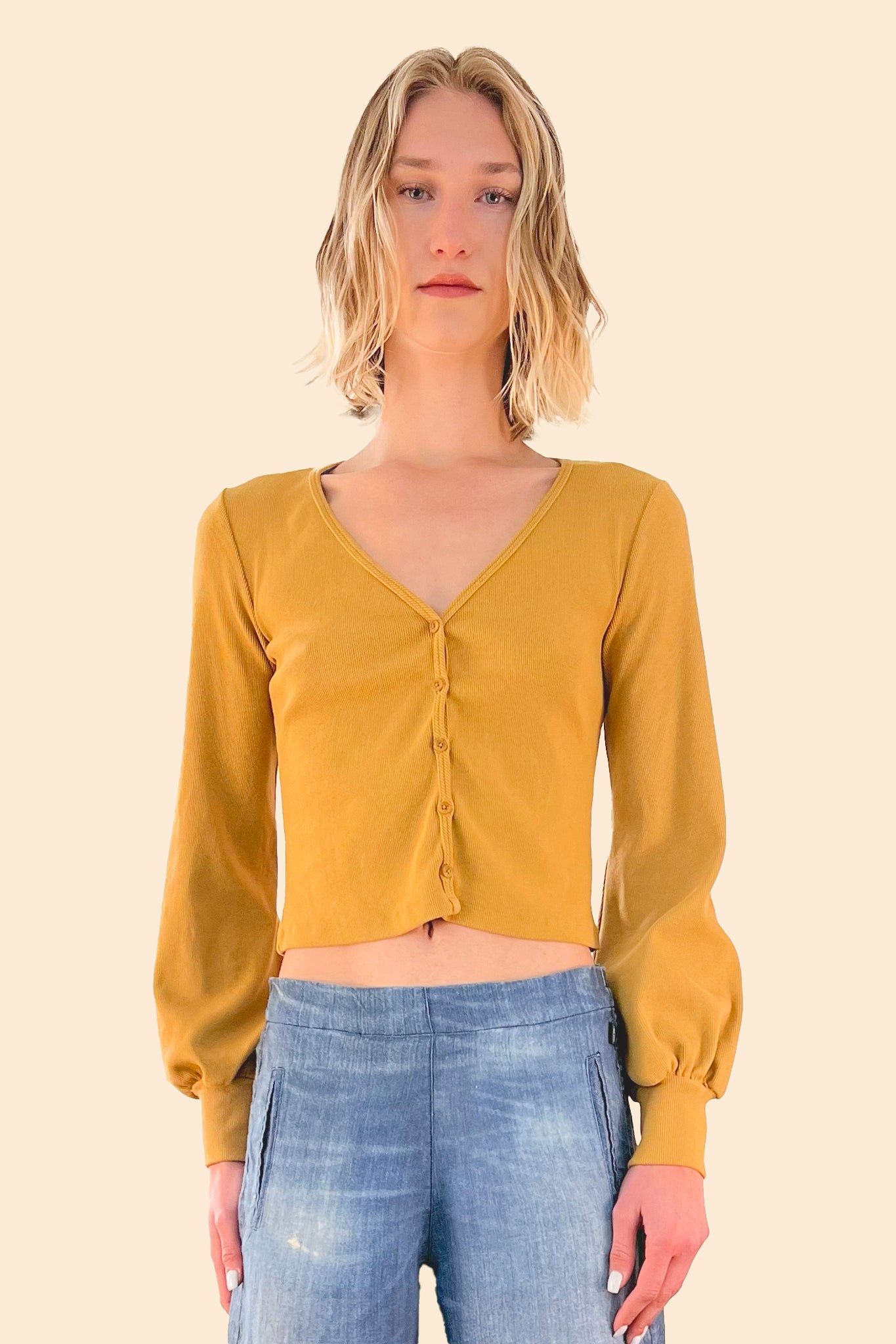 Maxine Volume Sleeve Cardi - Dijon by LA Made | 25 South Boutiques
