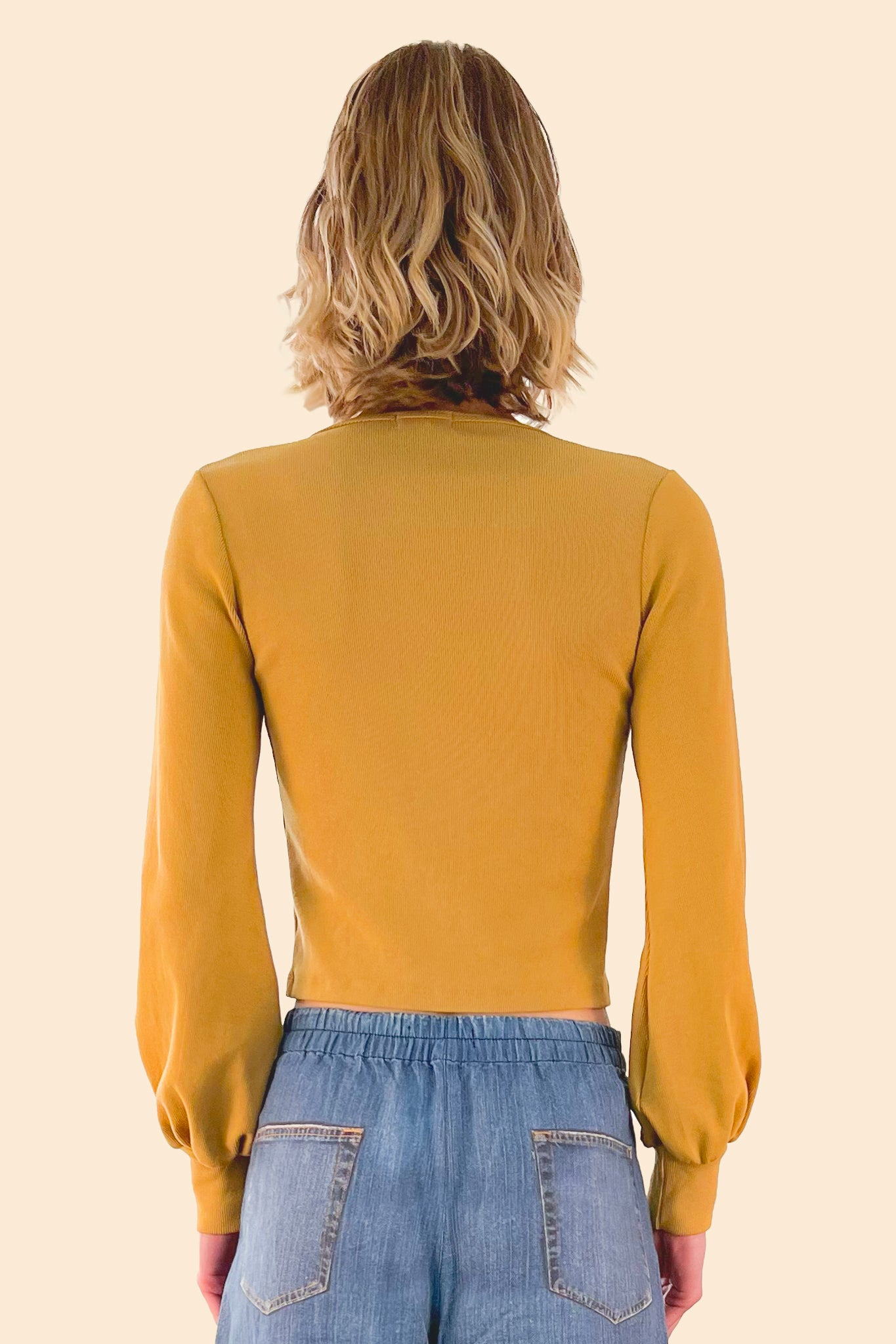 Maxine Volume Sleeve Cardi - Dijon by LA Made — alternate view
