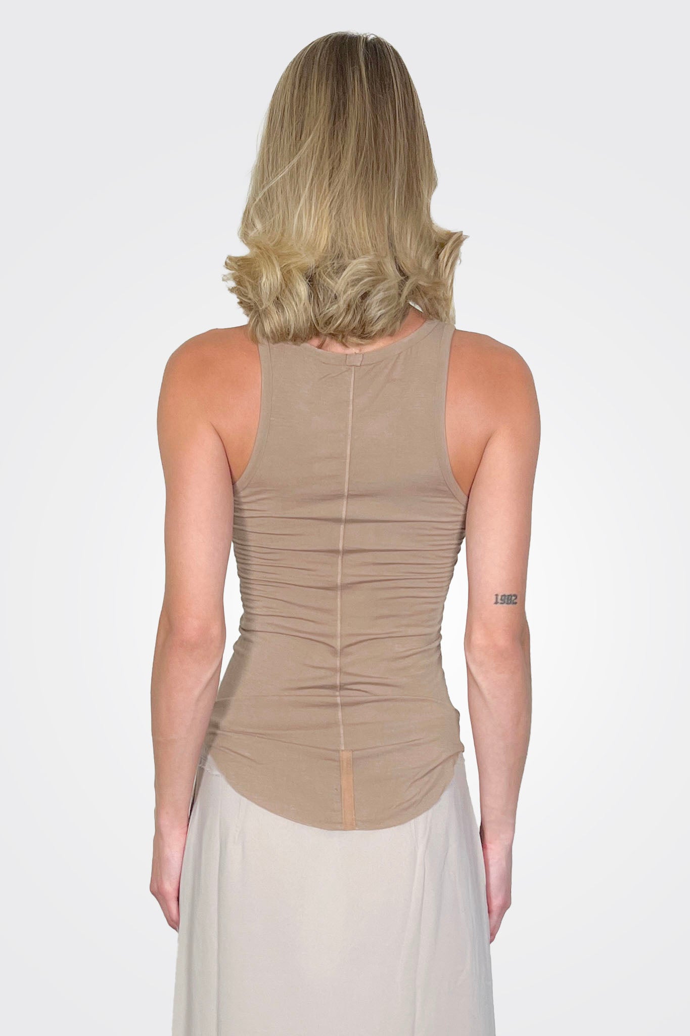 Cotton Cashmere Tank Top - Dark Camel by Kristensen — view 4