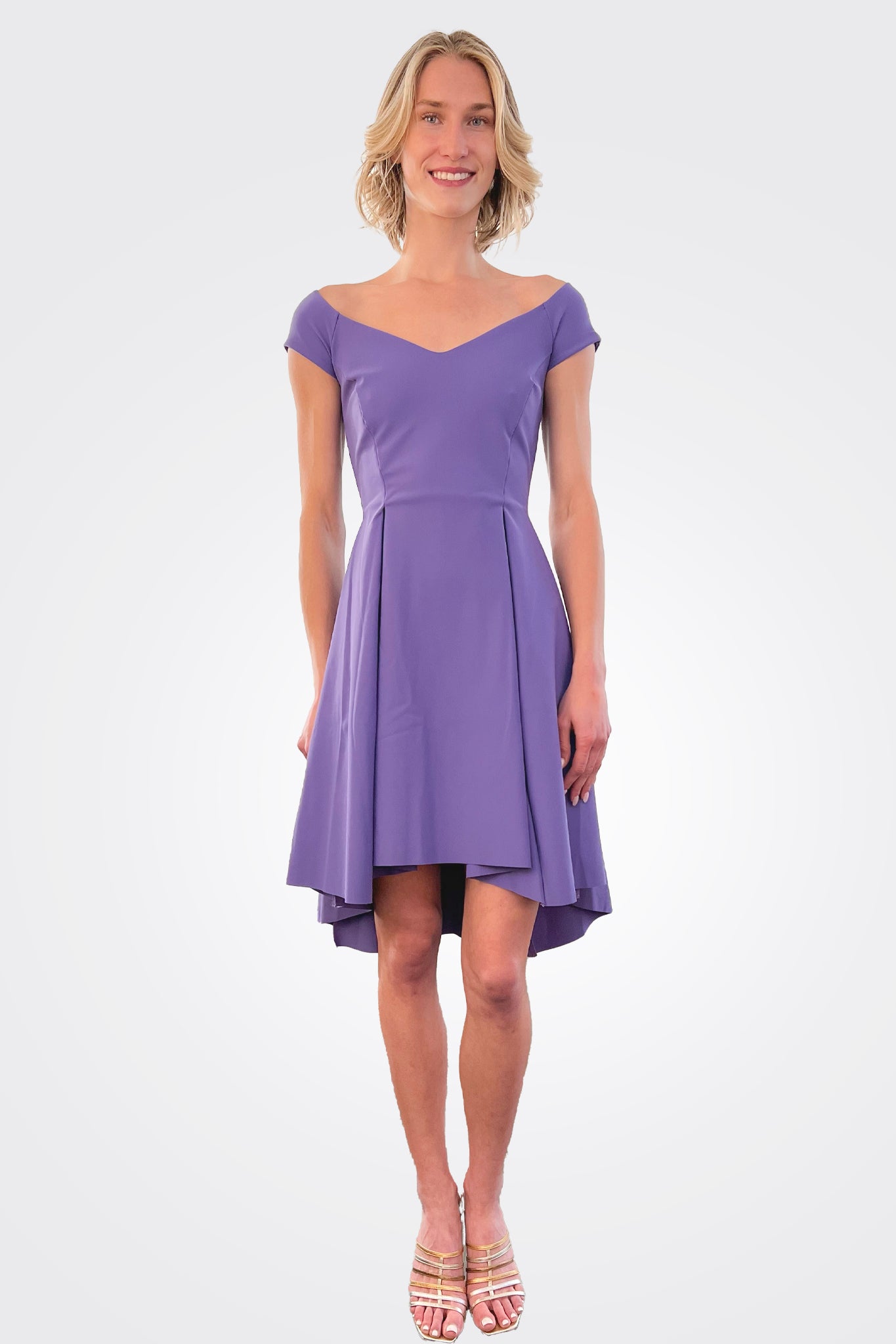 Fairissa Pleated Off-Shoulder High-Low Dress - Dark Lavender by Chiara Boni | 25 South Boutiques