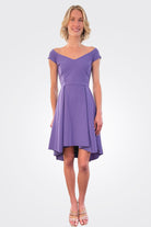 Fairissa Pleated Off-Shoulder High-Low Dress - Dark Lavender by Chiara Boni | 25 South Boutiques