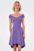 Fairissa Pleated Off-Shoulder High-Low Dress - Dark Lavender by Chiara Boni — view 3