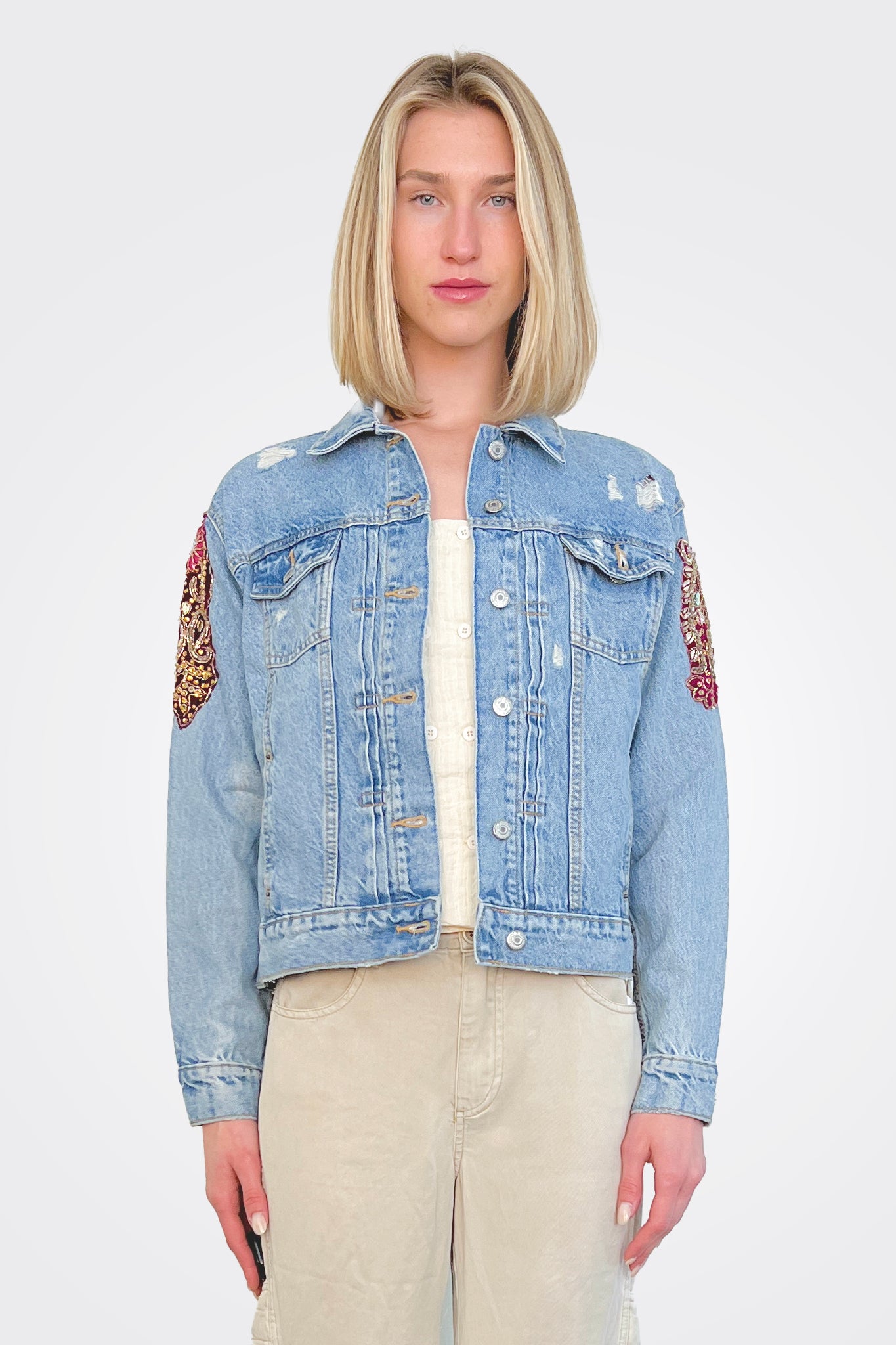 Embellished Denim Jacket - Denim by The Nu Vintage | 25 South Boutiques