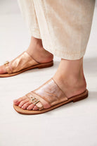 Mila Minimal Flat Sandals - Rose Gold by Free People — view 3