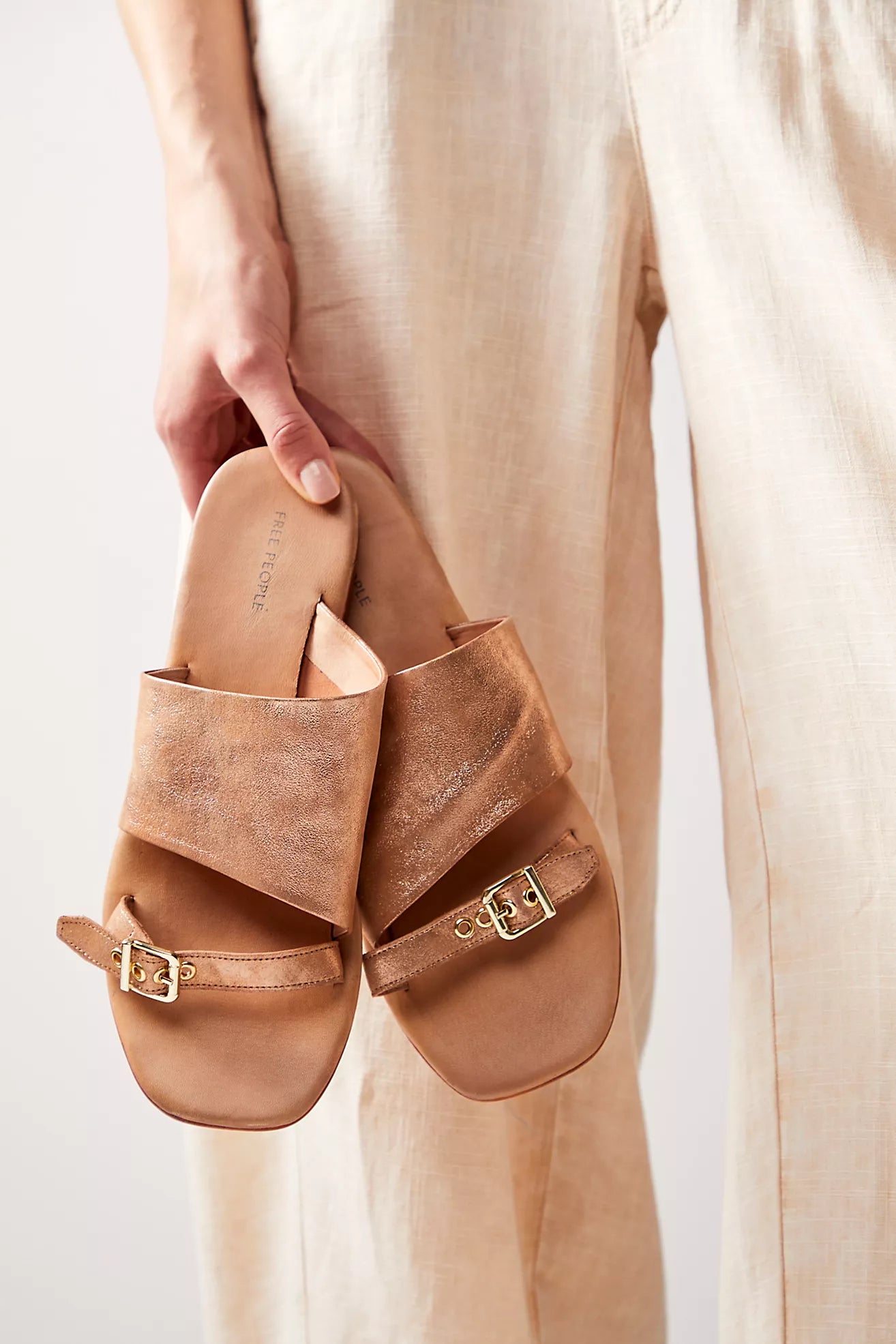 Mila Minimal Flat Sandals - Rose Gold by Free People — alternate view