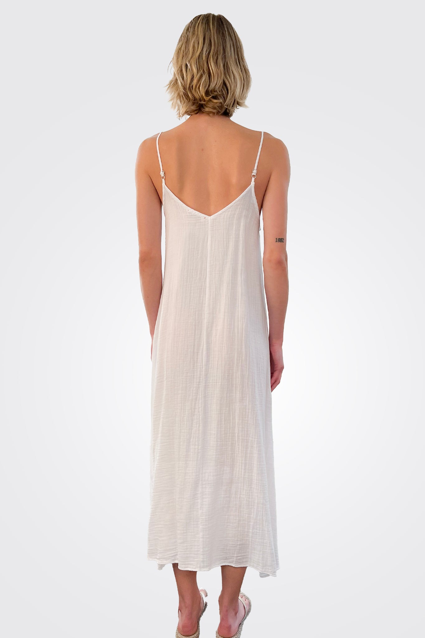 Center Seam Midi Dress - White by Stark X — alternate view