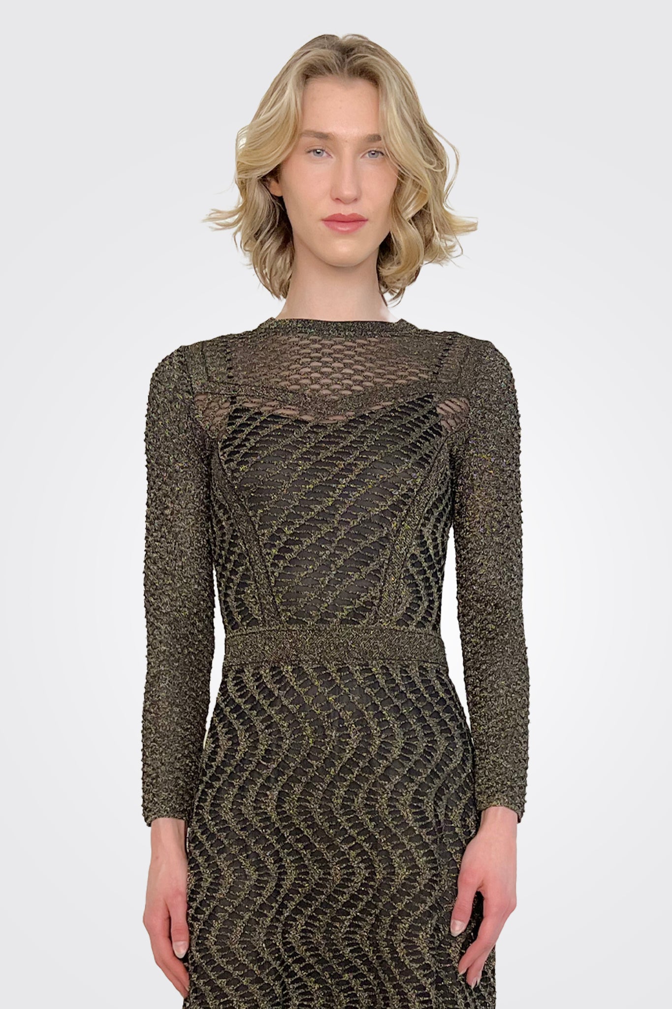 Long Sleeve Metallic Dress - Ono Black by Missoni — alternate view