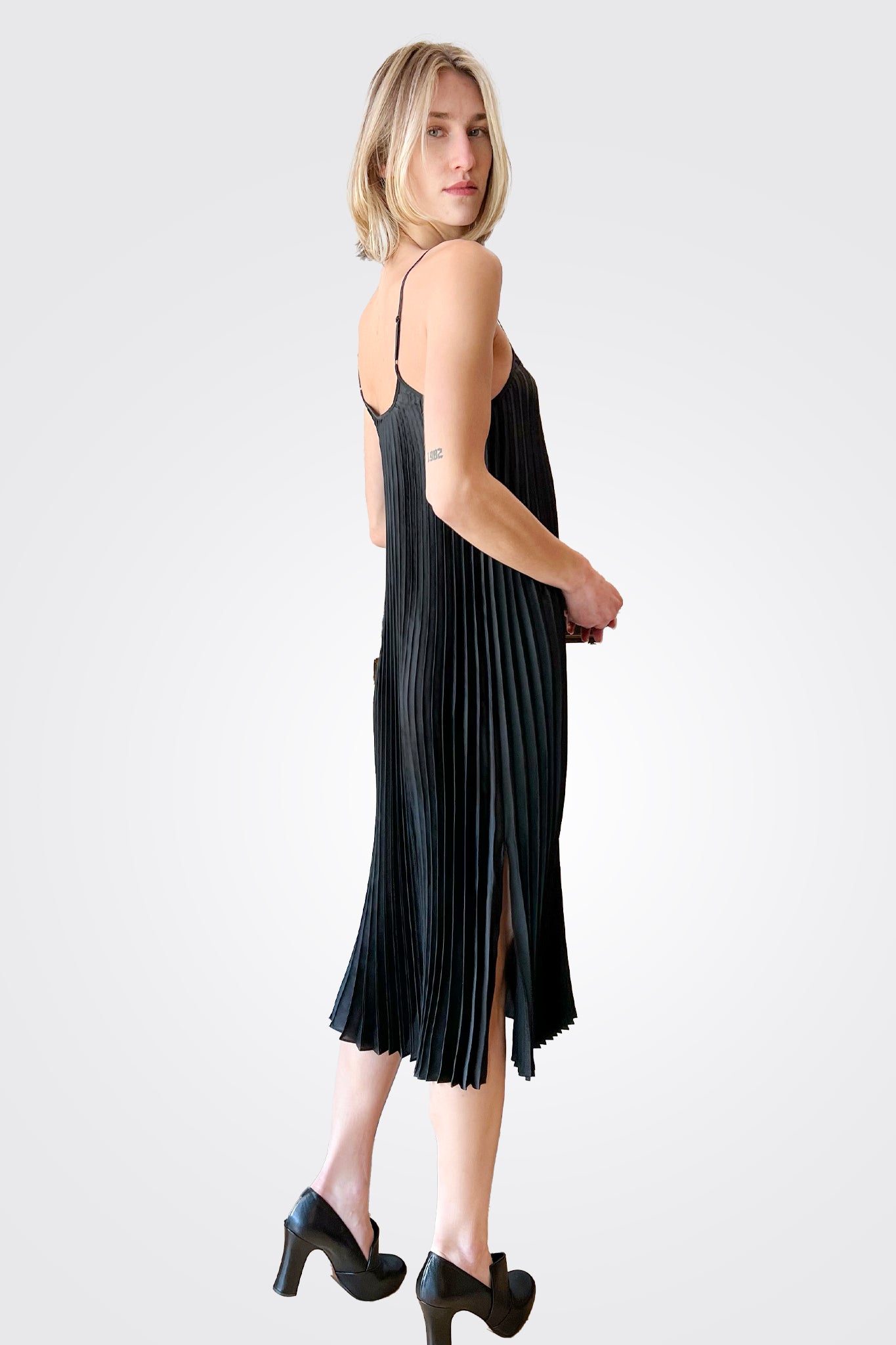 Gemma Pleated Midi Dress - Black by Johnny Was — view 3