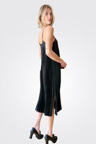 Gemma Pleated Midi Dress - Black by Johnny Was — view 3