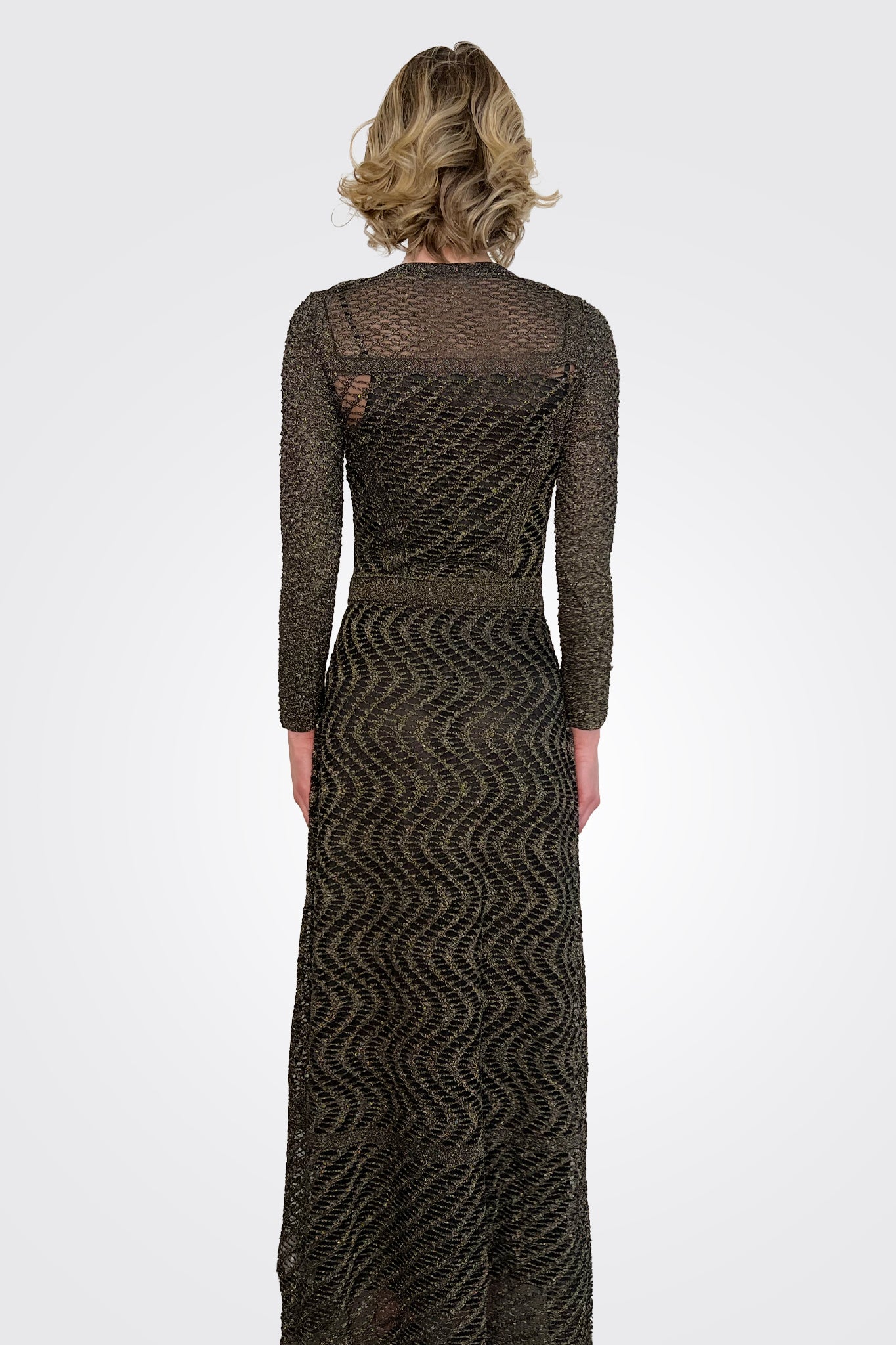 Long Sleeve Metallic Dress - Ono Black by Missoni — view 3