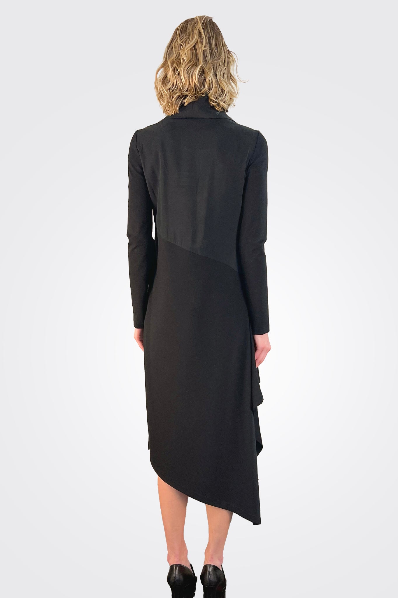 Long Sleeve Dress - Nero Graphite by Malloni — view 3