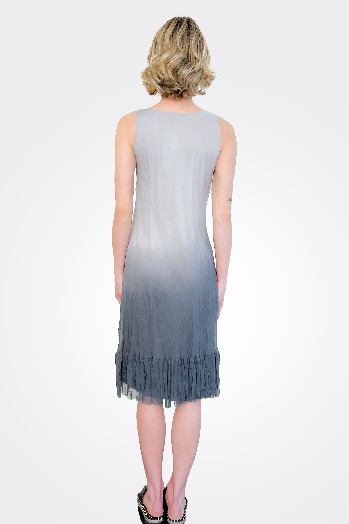 Synched Side Dress - Light Grey / Dark Grey by Viviana Uchitel — view 3