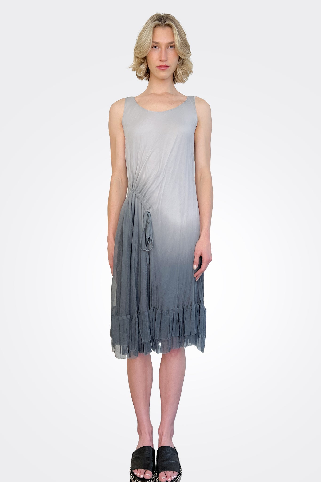 Synched Side Dress - Light Grey / Dark Grey by Viviana Uchitel | 25 South Boutiques