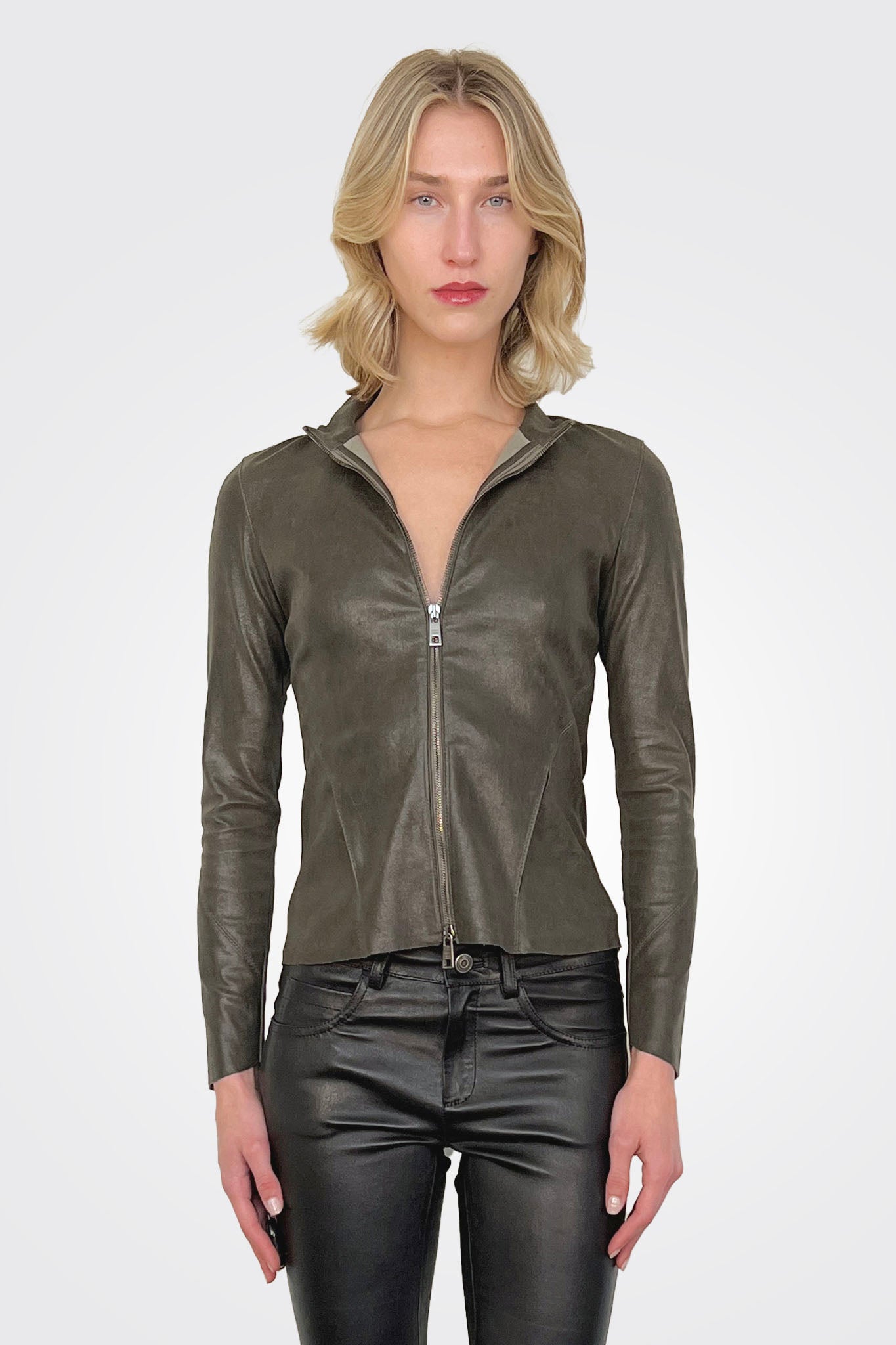 Leather Zip Jacket - Dust by Giorgio Brato — alternate view