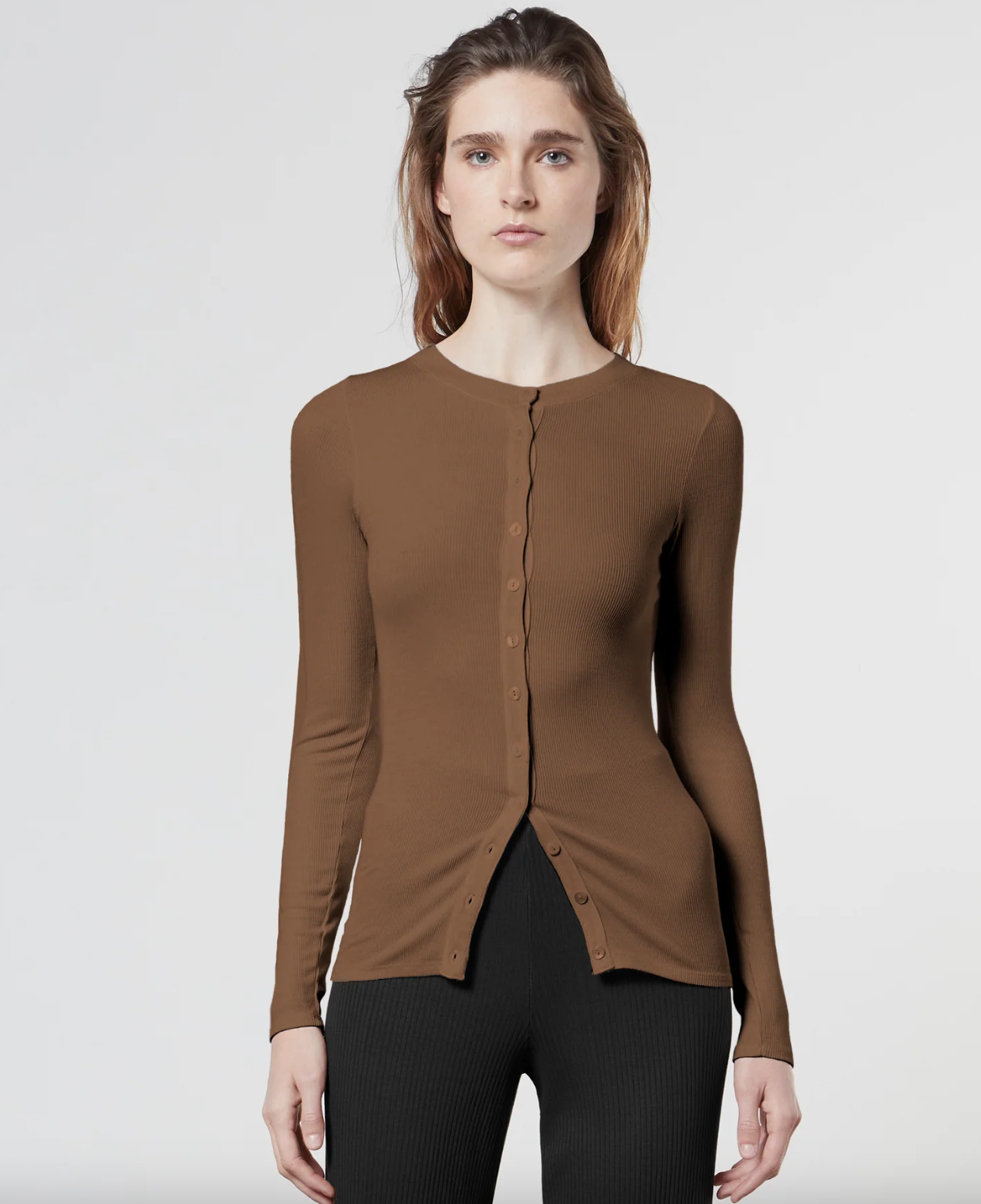 Silk Knit Fitted Cardigan - Dark Whole Grain by Enza Costa | 25 South Boutiques