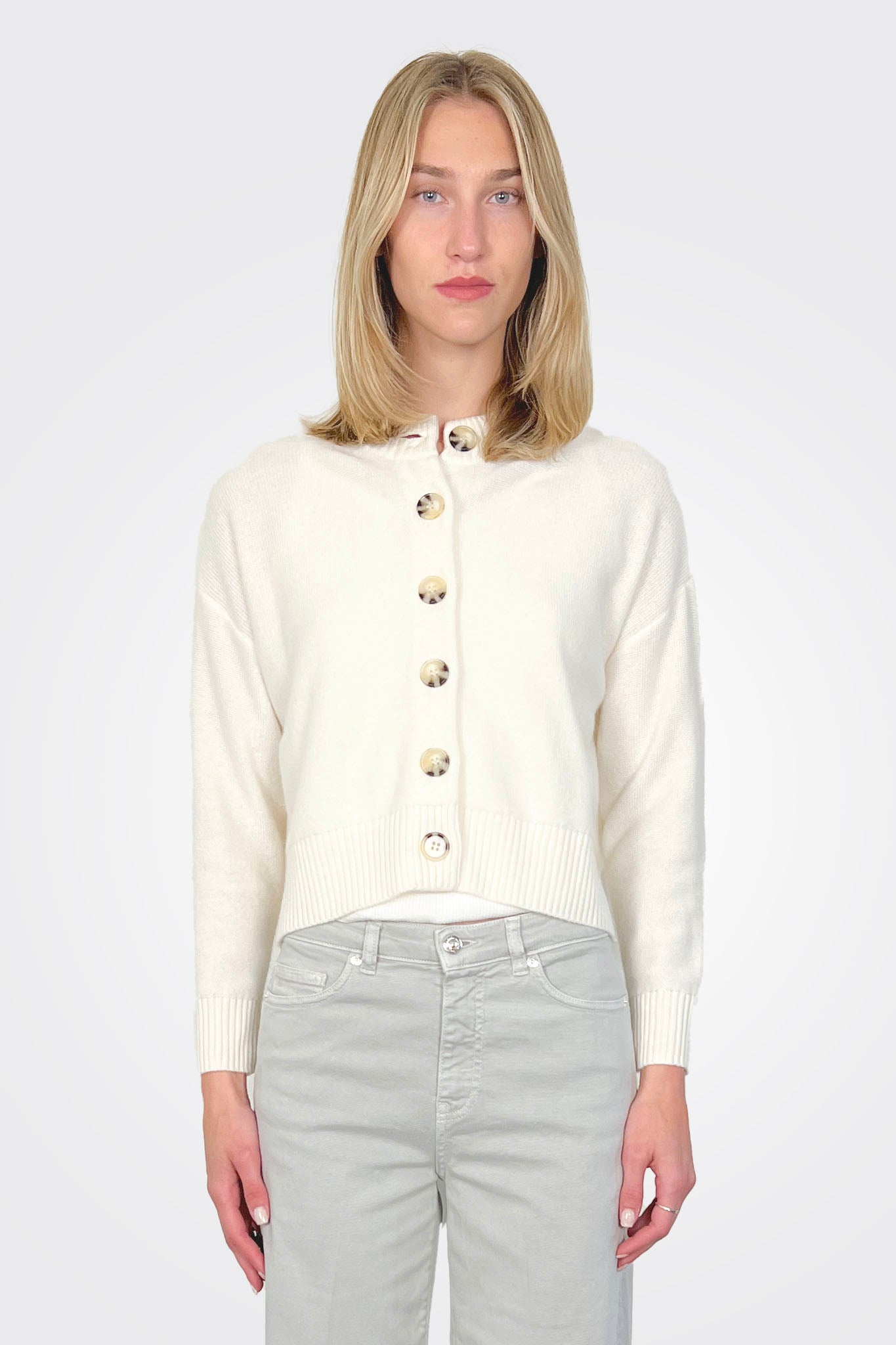 Nina Cashmere Cardigan - Ecru by Archer Cashmere — alternate view