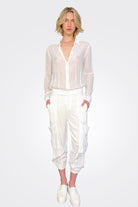 Tie Bottom Pants - White by European Culture | 25 South Boutiques