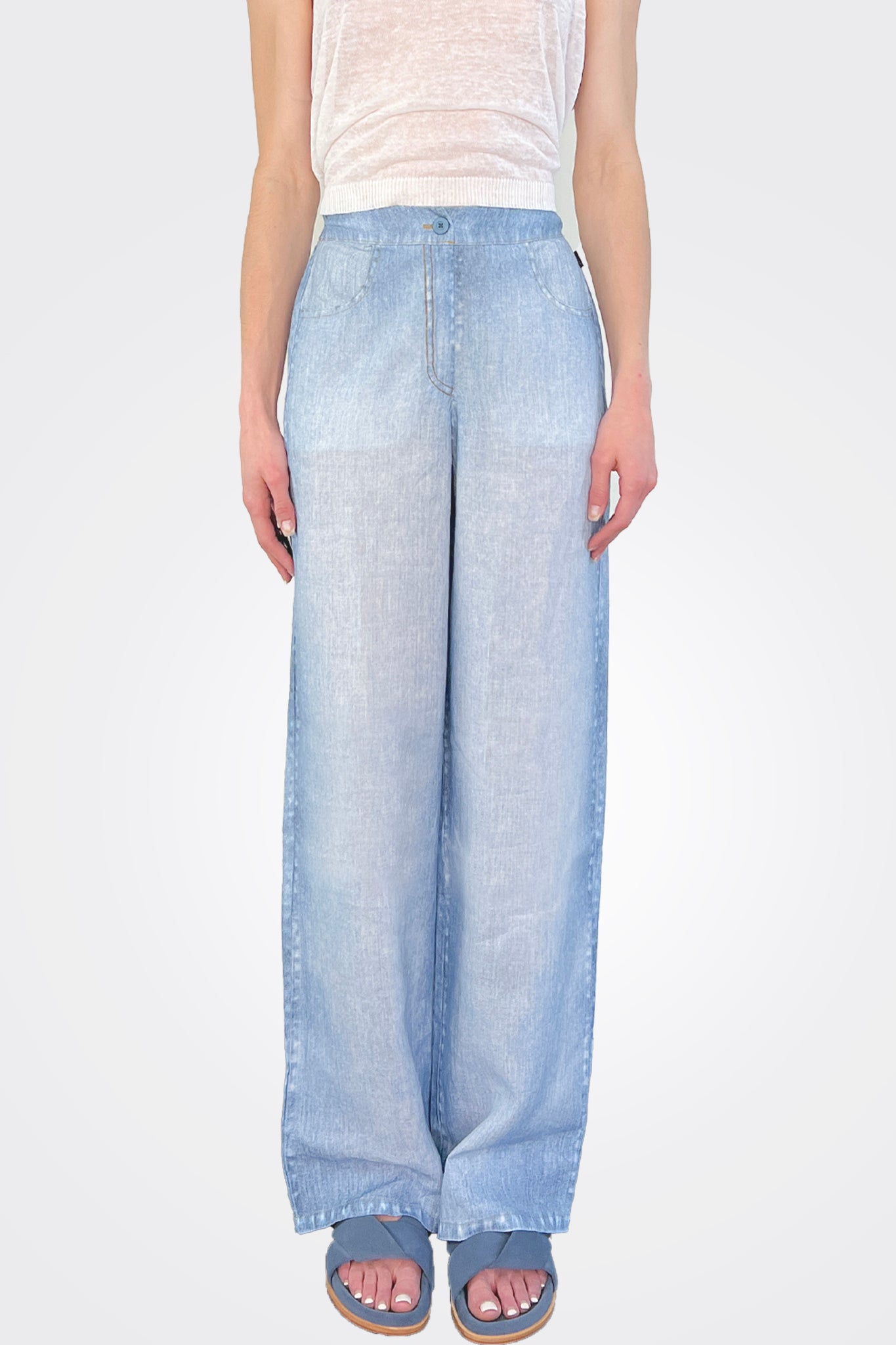 Amoni Wide Trousers - Light Denim by Elemente Clemente — alternate view