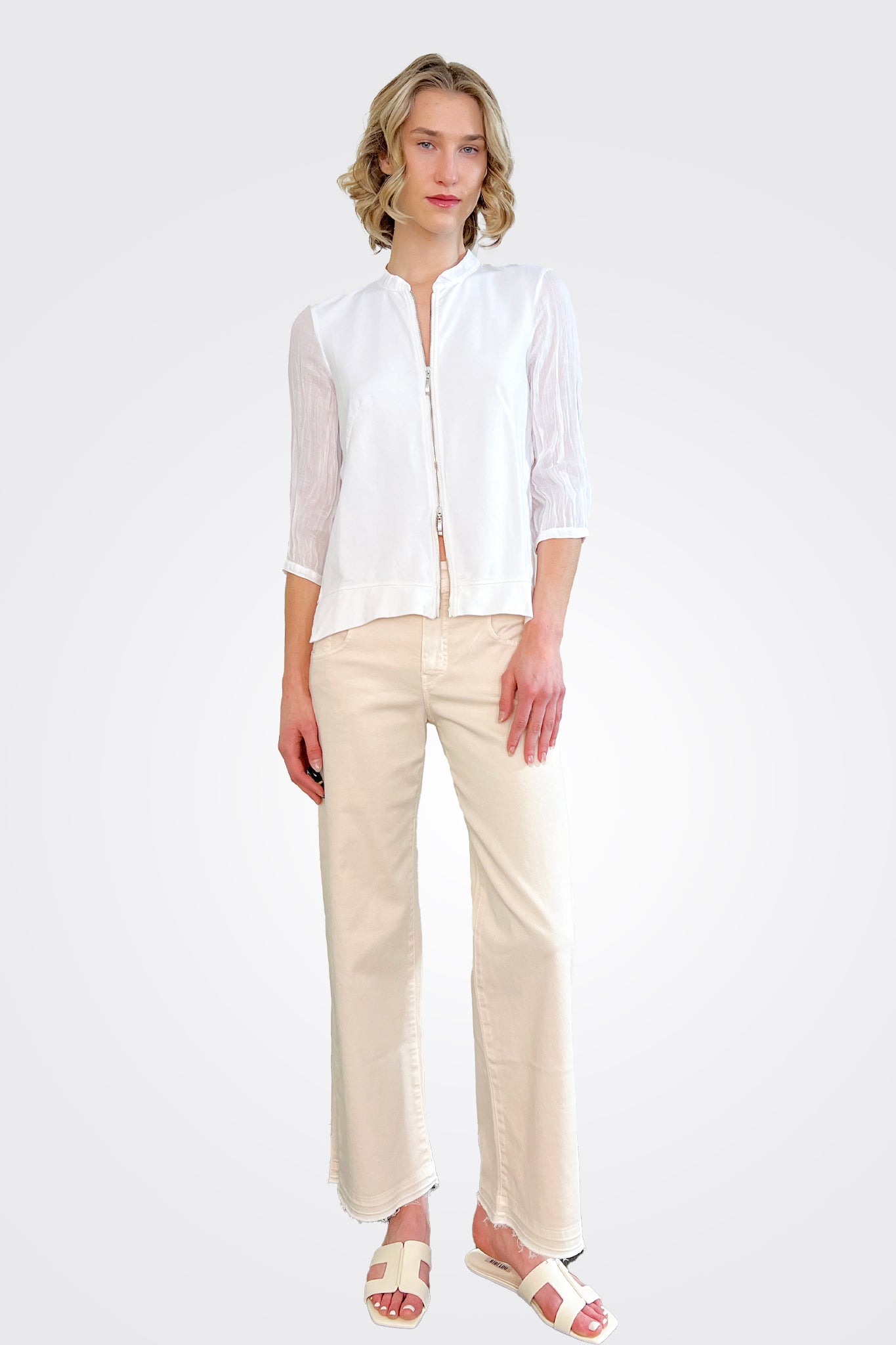 Raw Hem Pants - White Sand by European Culture | 25 South Boutiques