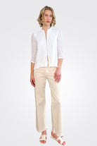 Raw Hem Pants - White Sand by European Culture | 25 South Boutiques