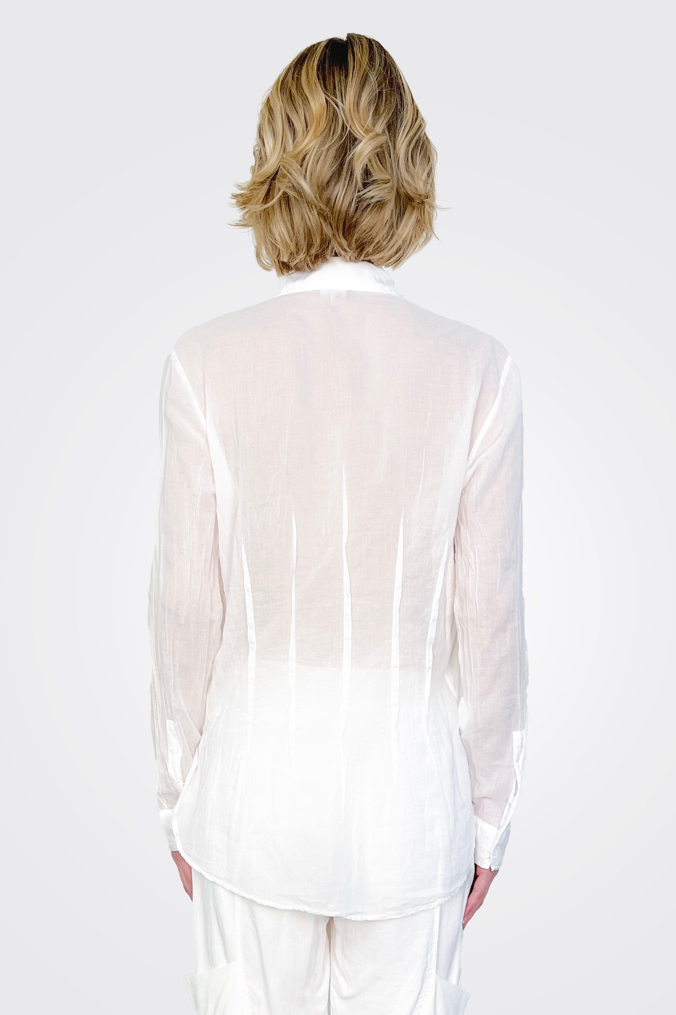 Sheer Seam Design Shirt - White by European Culture — view 3