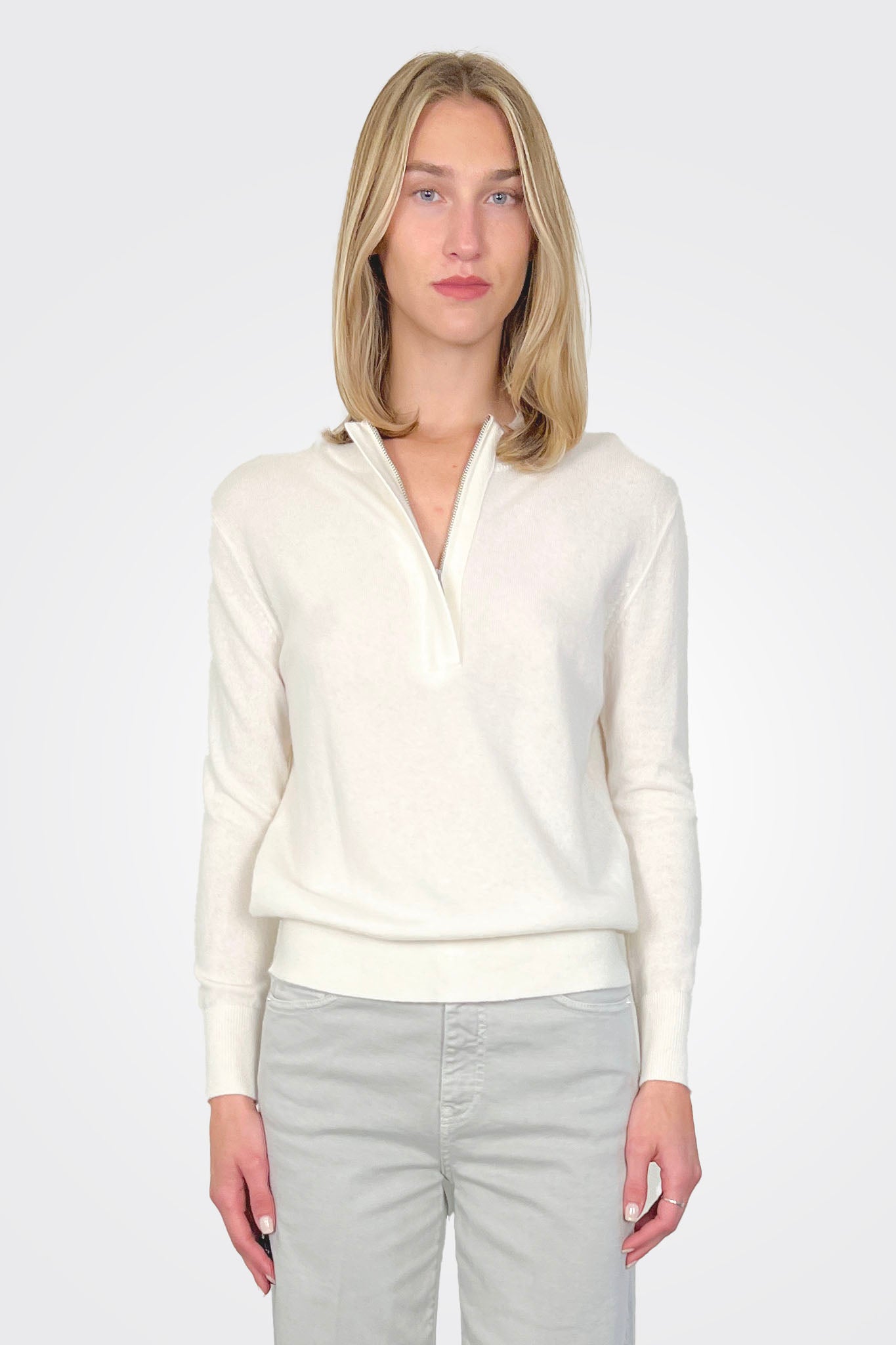 Aspen Cashmere Zip - Ecru by Archer Cashmere | 25 South Boutiques
