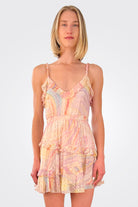 Eira Belted Mini Dress - Peach / Lilac by Rococo Sand — alternate view