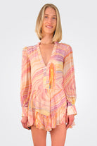 Eira Long Sleeve Mini Dress - Peach / Lilac by Rococo Sand | 25 South Boutiques