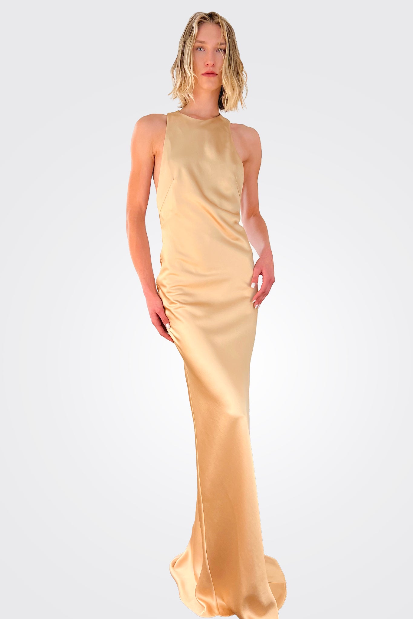 Eliah Cross Back Dress - Champagne by Ronny Kobo | 25 South Boutiques
