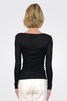 Rib Knit Henley - Black by Enza Costa — alternate view