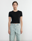 Supima Cotton Cropped Perfect Short Sleeve Tee - Black by Enza Costa | 25 South Boutiques