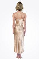 Satin Bias Cut Slip Dress - Khaki by Enza Costa — alternate view