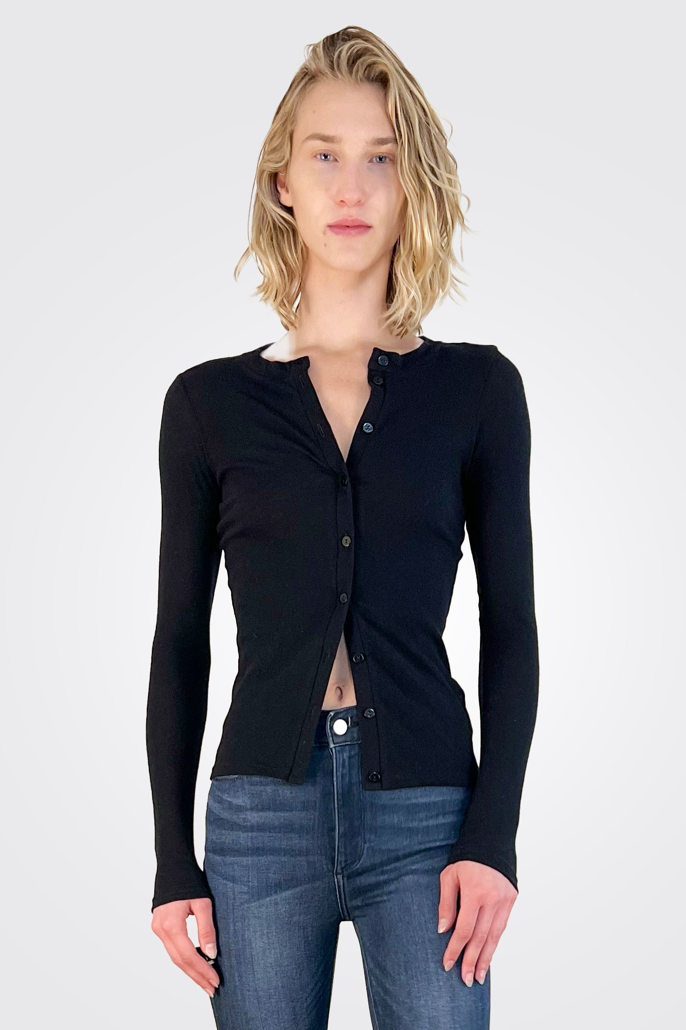 Cashmere Long Sleeve Cardigan - Black by Enza Costa | 25 South Boutiques