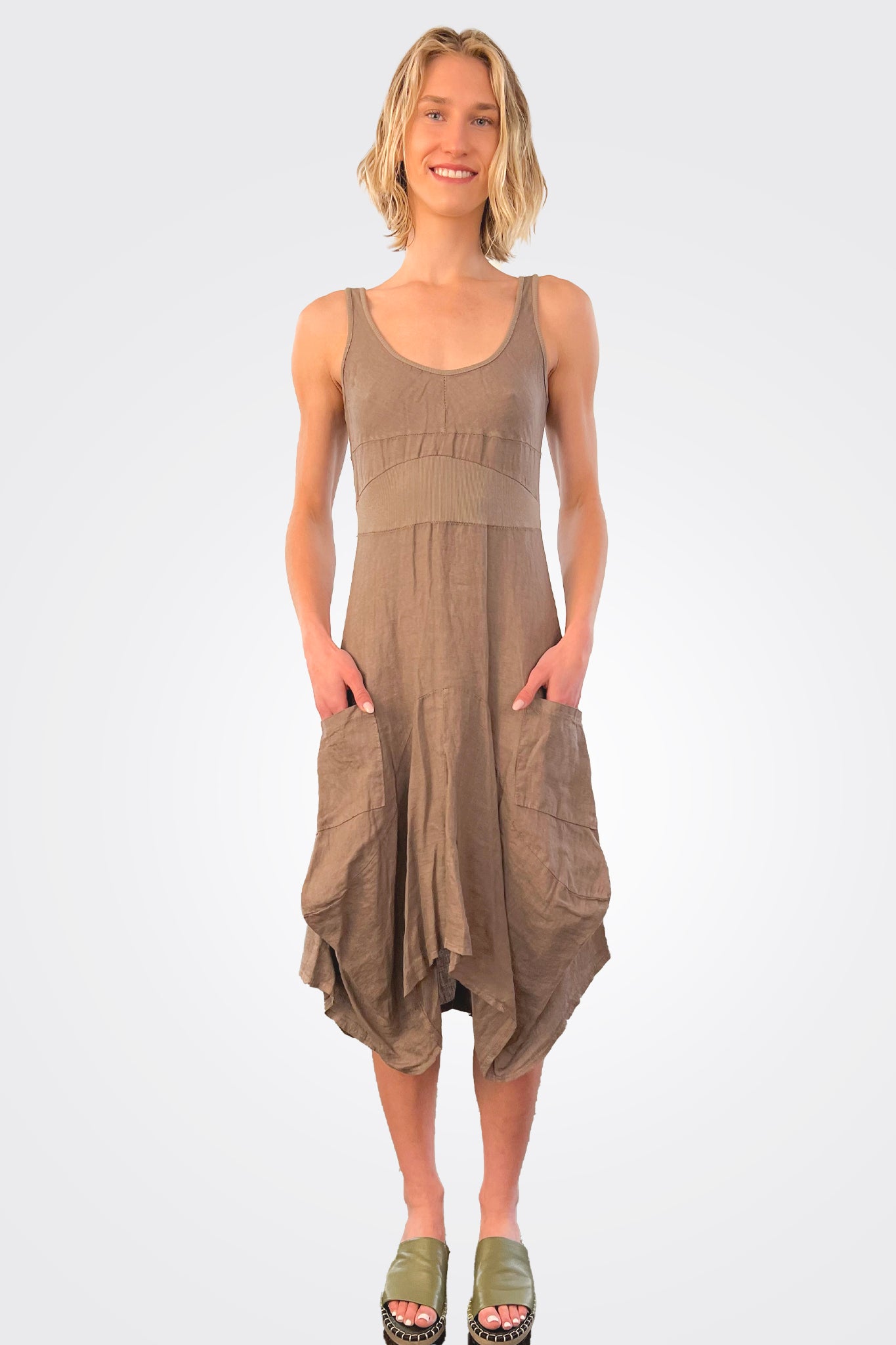 Linen Magic Dress - Fango by Inizio — alternate view