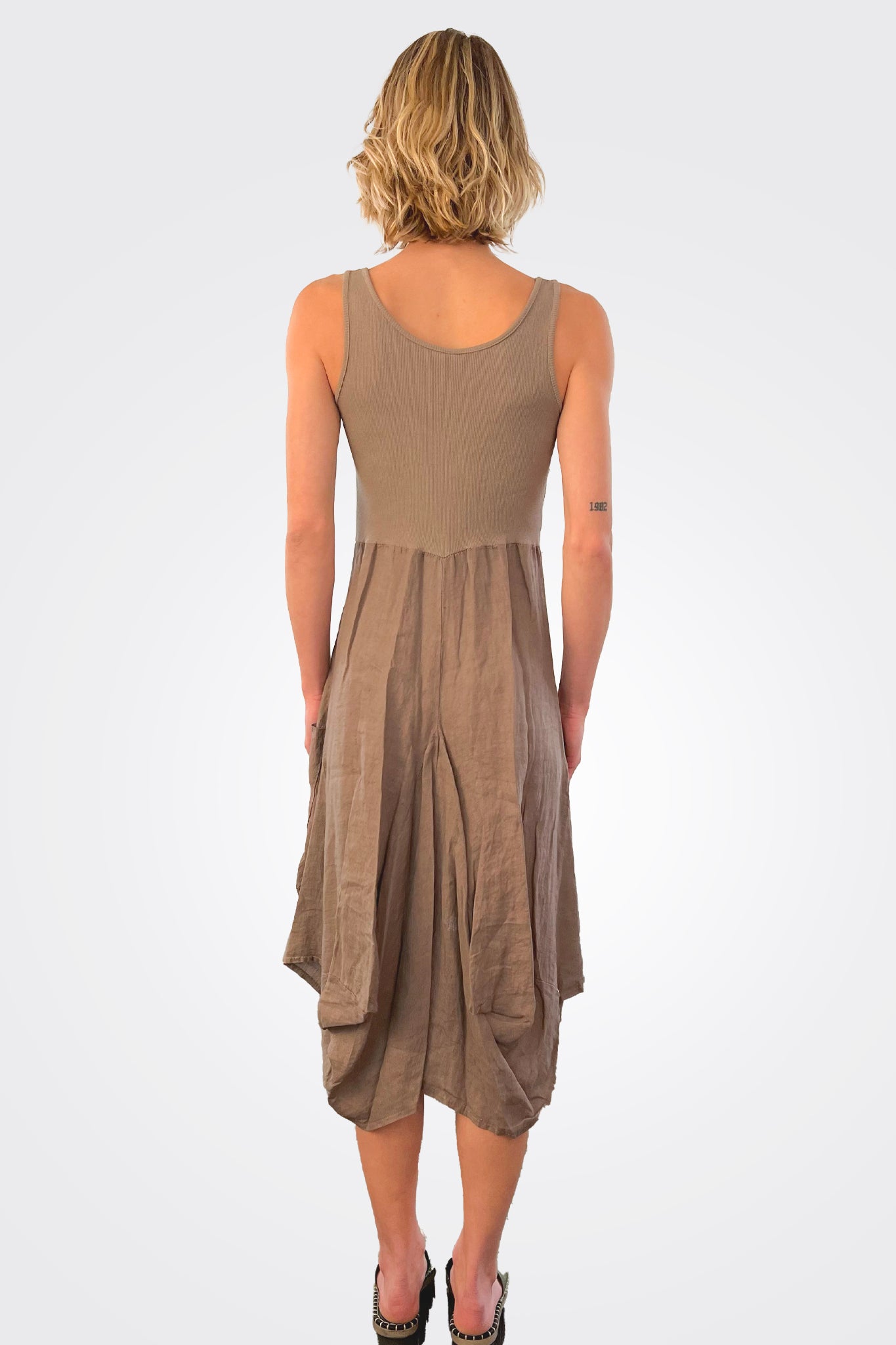Linen Magic Dress - Fango by Inizio — view 3