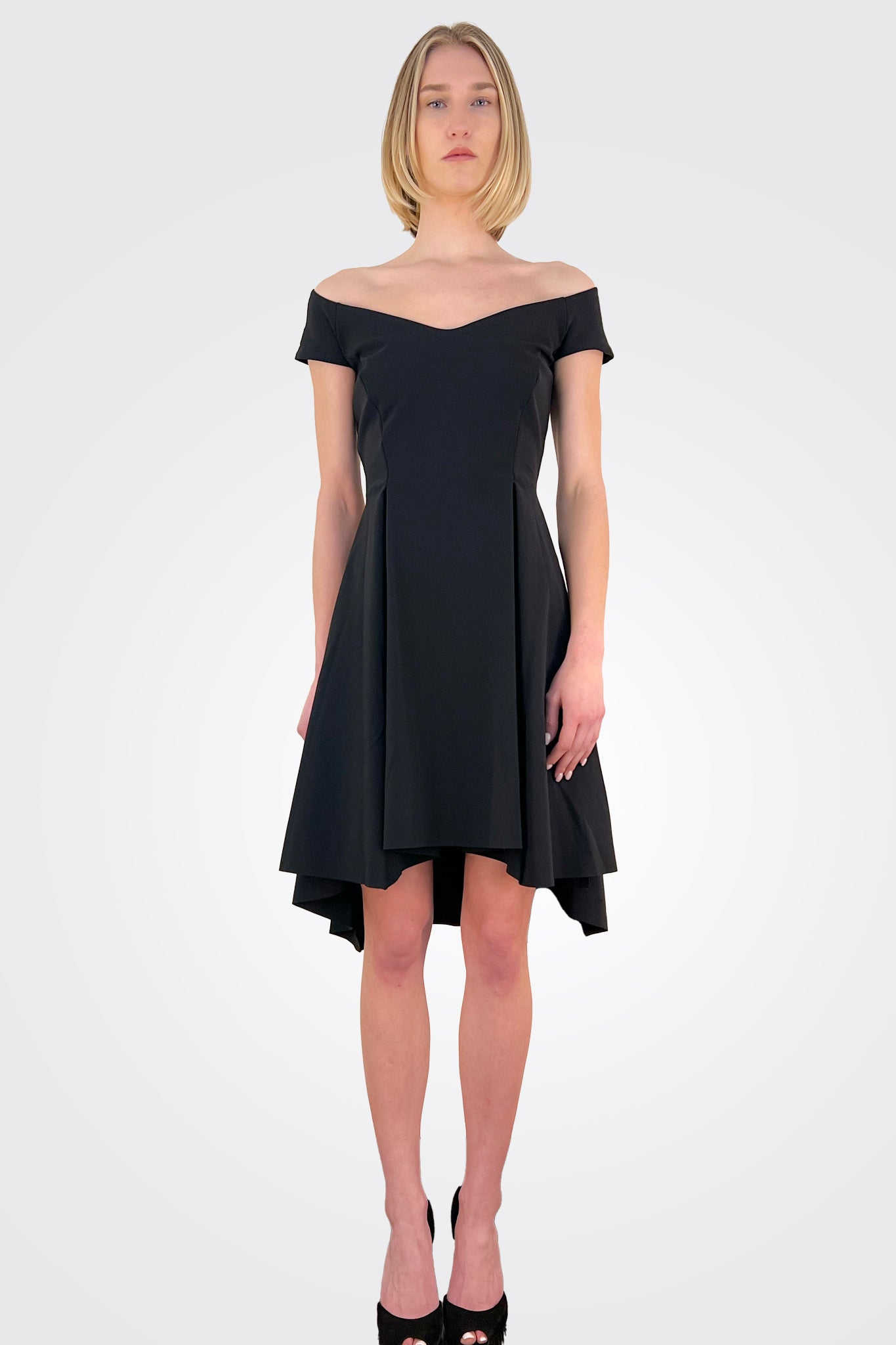 Fairissa Pleated Off-Shoulder High-Low Dress - Black by Chiara Boni | 25 South Boutiques
