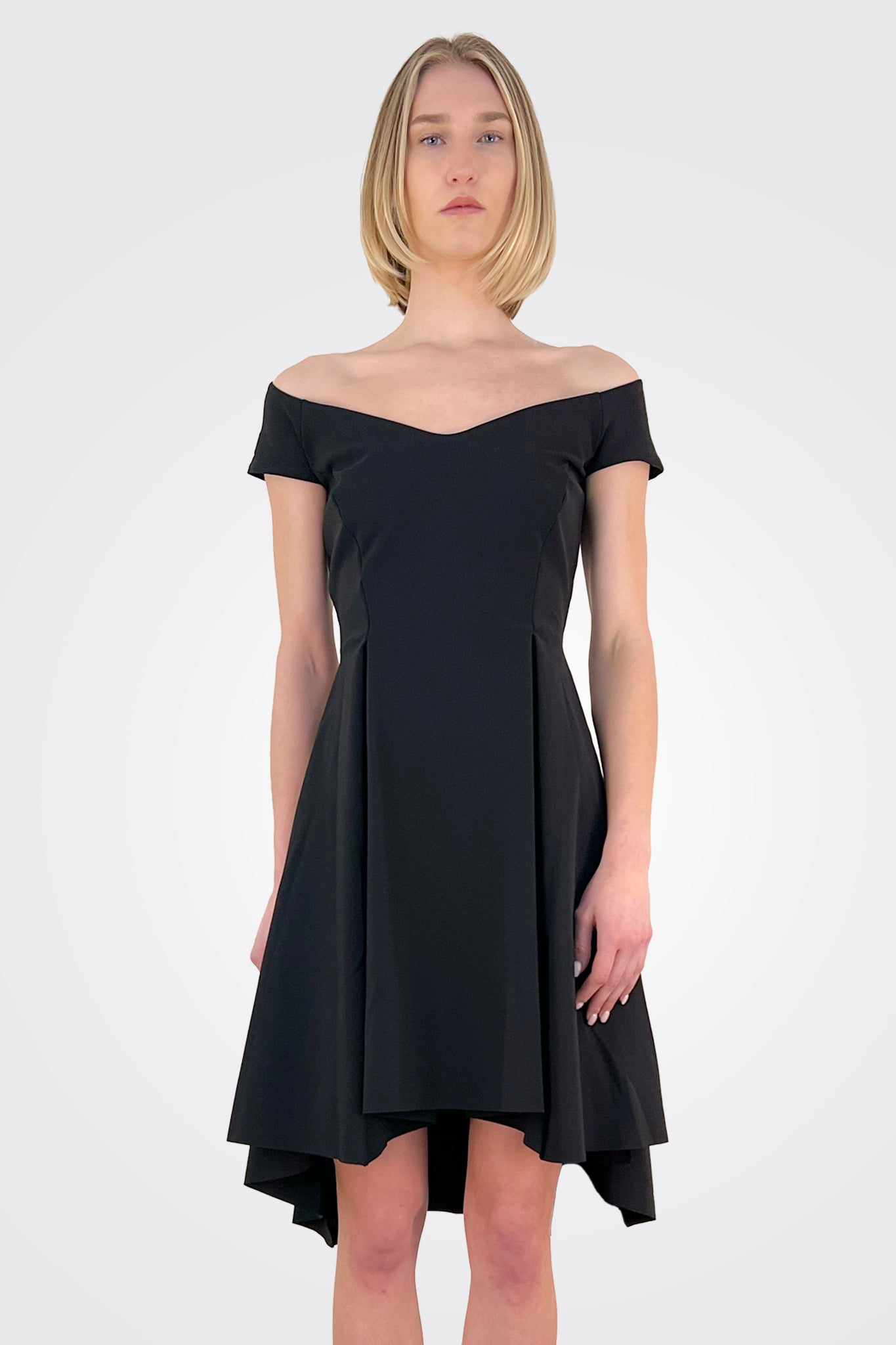 Fairissa Pleated Off-Shoulder High-Low Dress - Black by Chiara Boni — alternate view