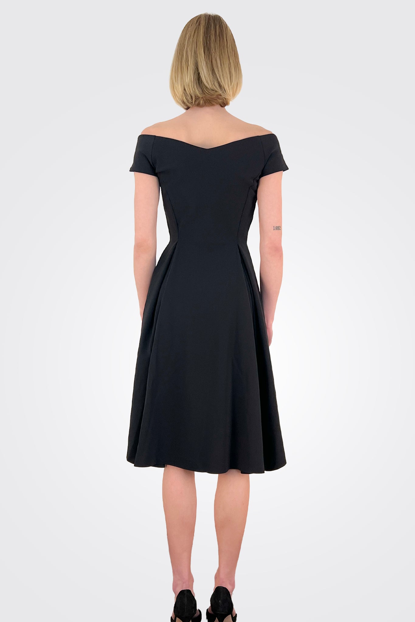 Fairissa Pleated Off-Shoulder High-Low Dress - Black by Chiara Boni — view 3