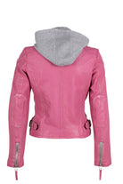 Finja Hooded Leather Jacket - Pink by Mauritius — alternate view