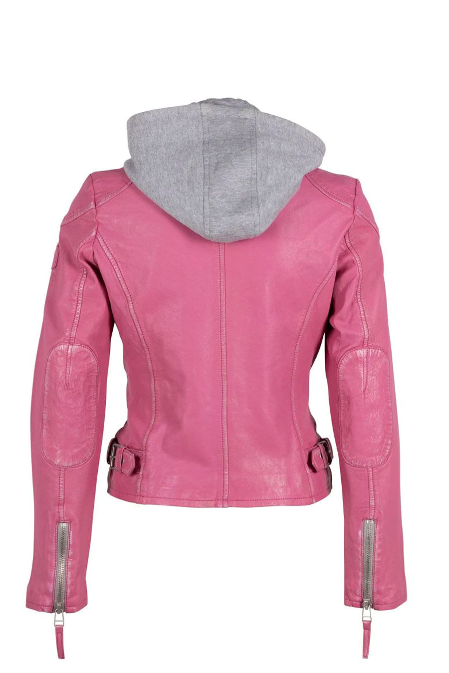 Finja Hooded Leather Jacket - Pink by Mauritius — alternate view