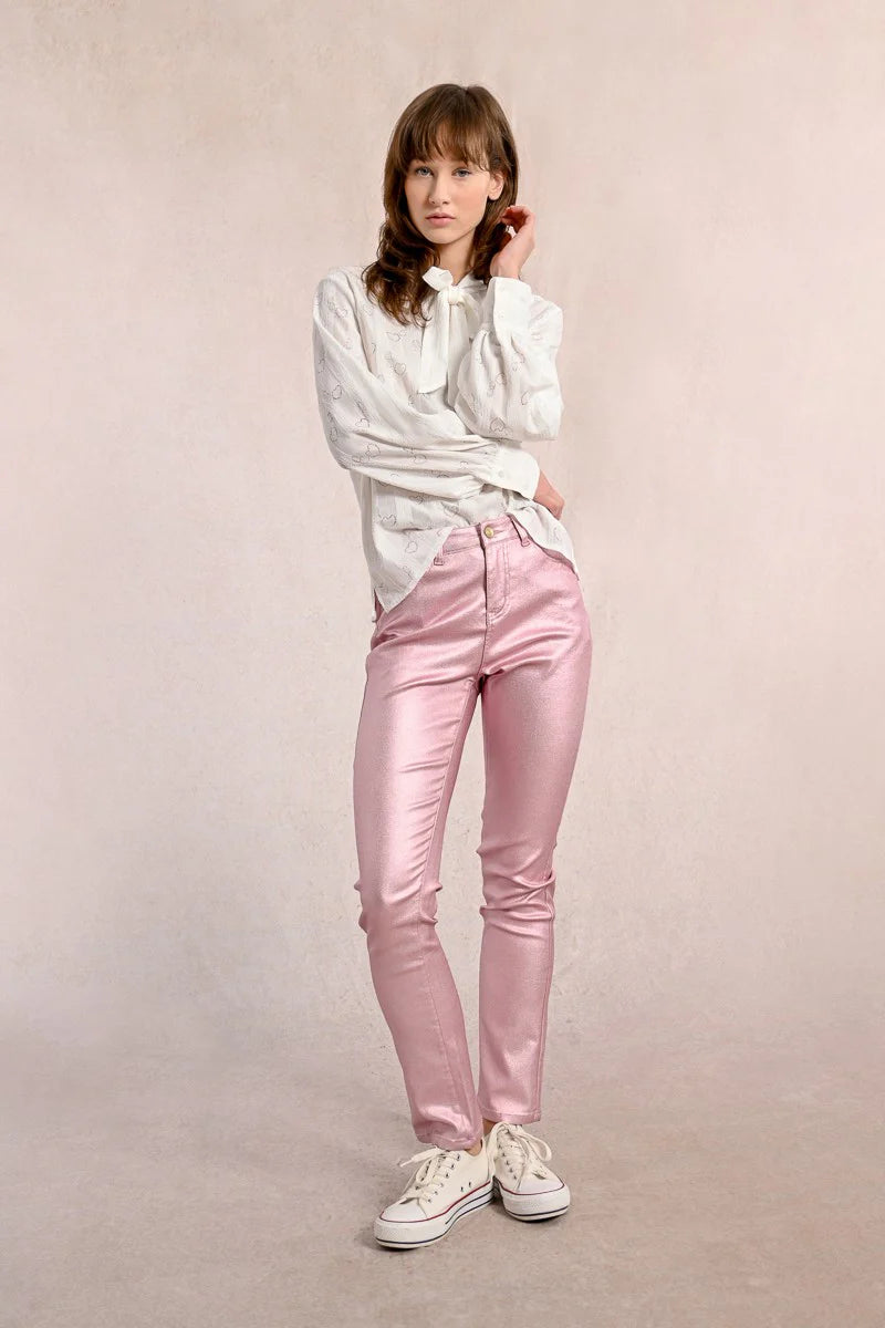 Coated Slim Pants - Pink by Molly Bracken | 25 South Boutiques