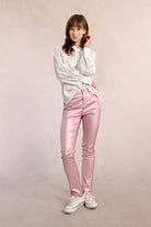 Coated Slim Pants - Pink by Molly Bracken | 25 South Boutiques