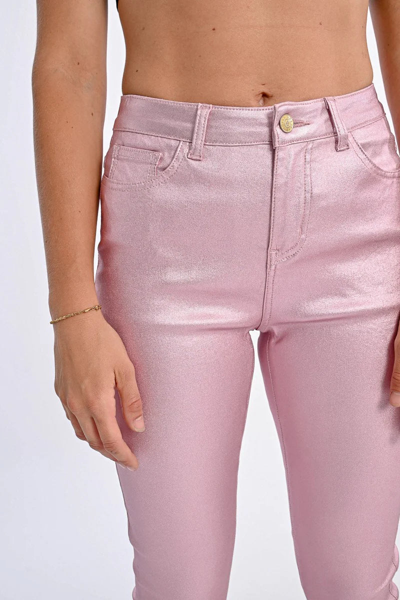 Coated Slim Pants - Pink by Molly Bracken — view 4