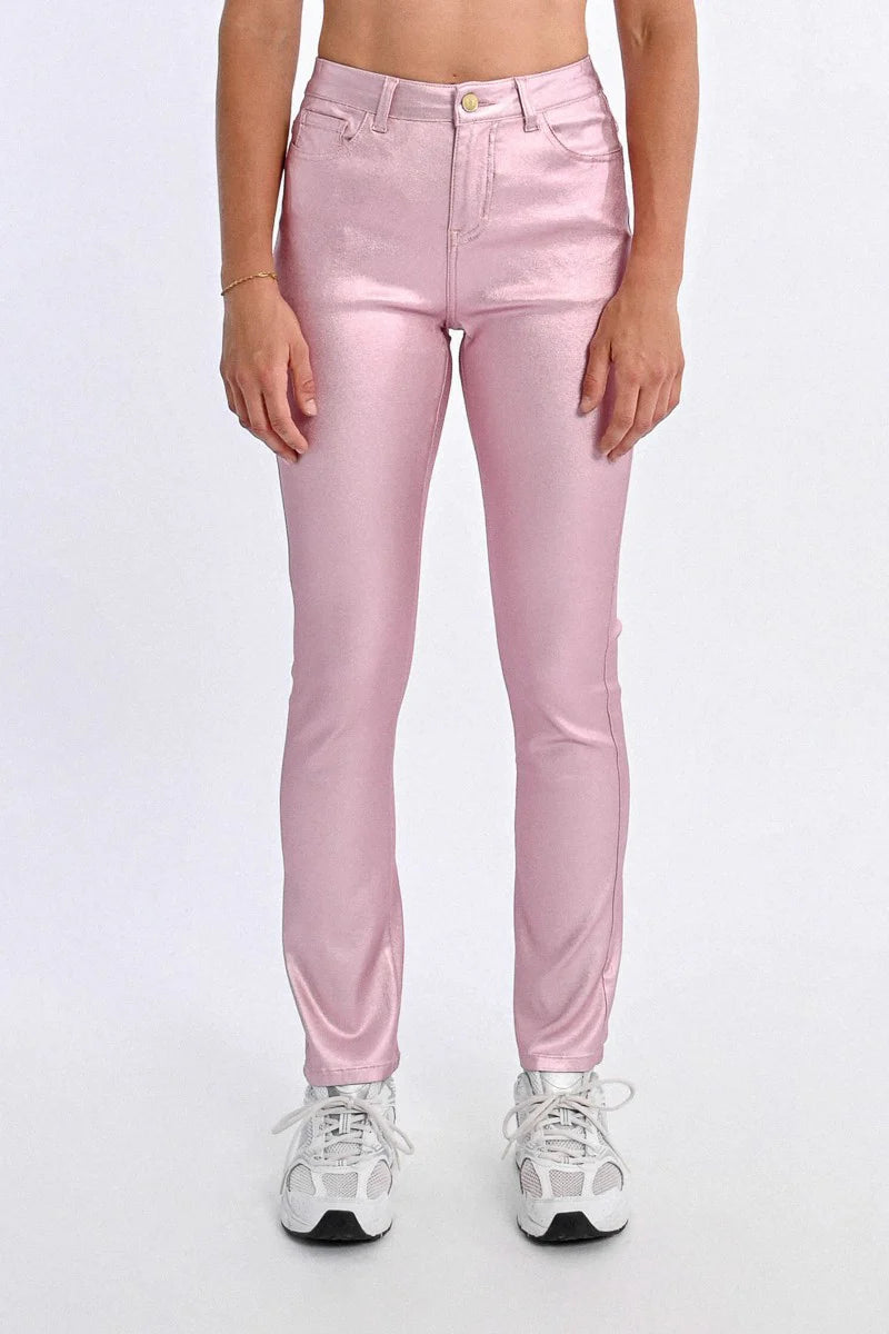 Coated Slim Pants - Pink by Molly Bracken — view 3