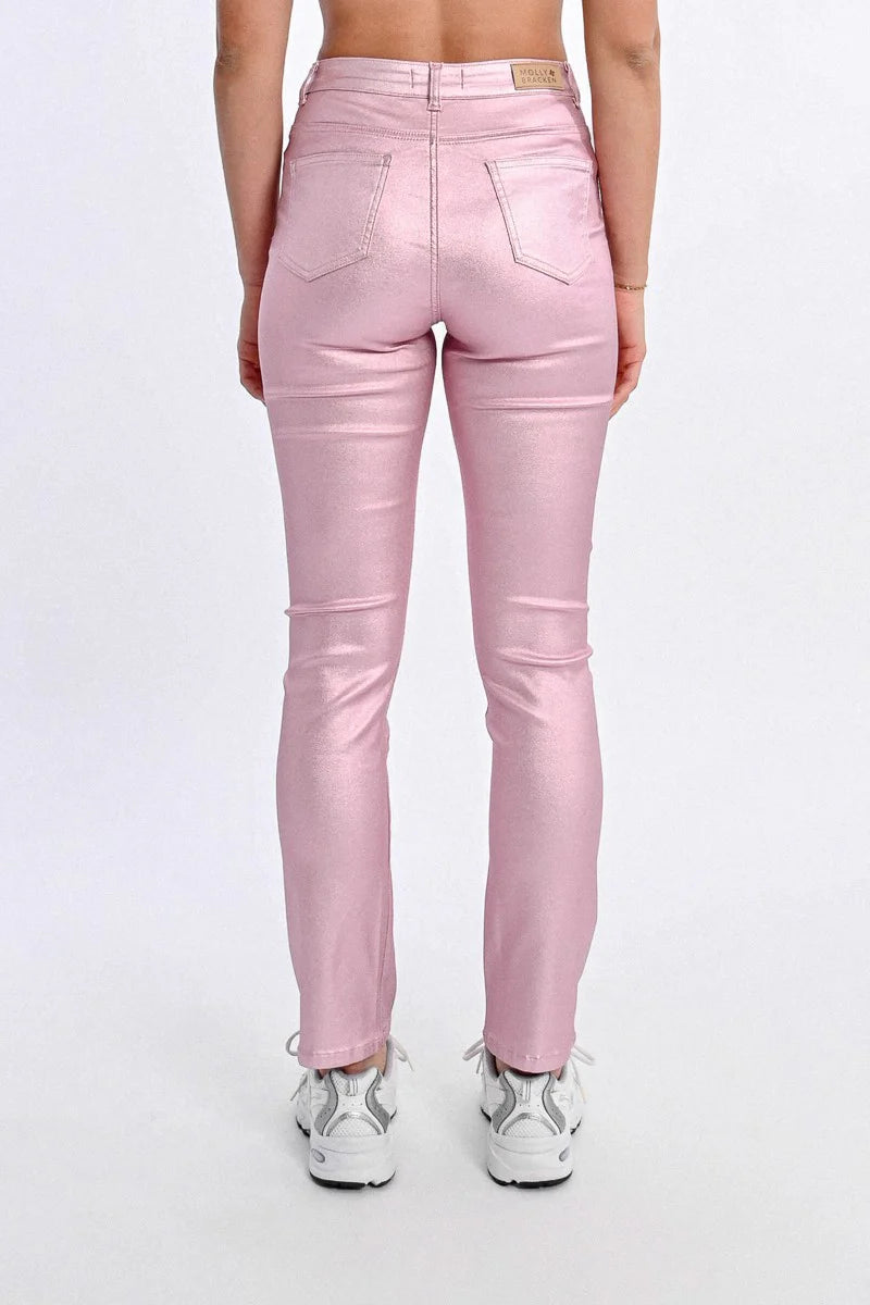 Coated Slim Pants - Pink by Molly Bracken — view 5